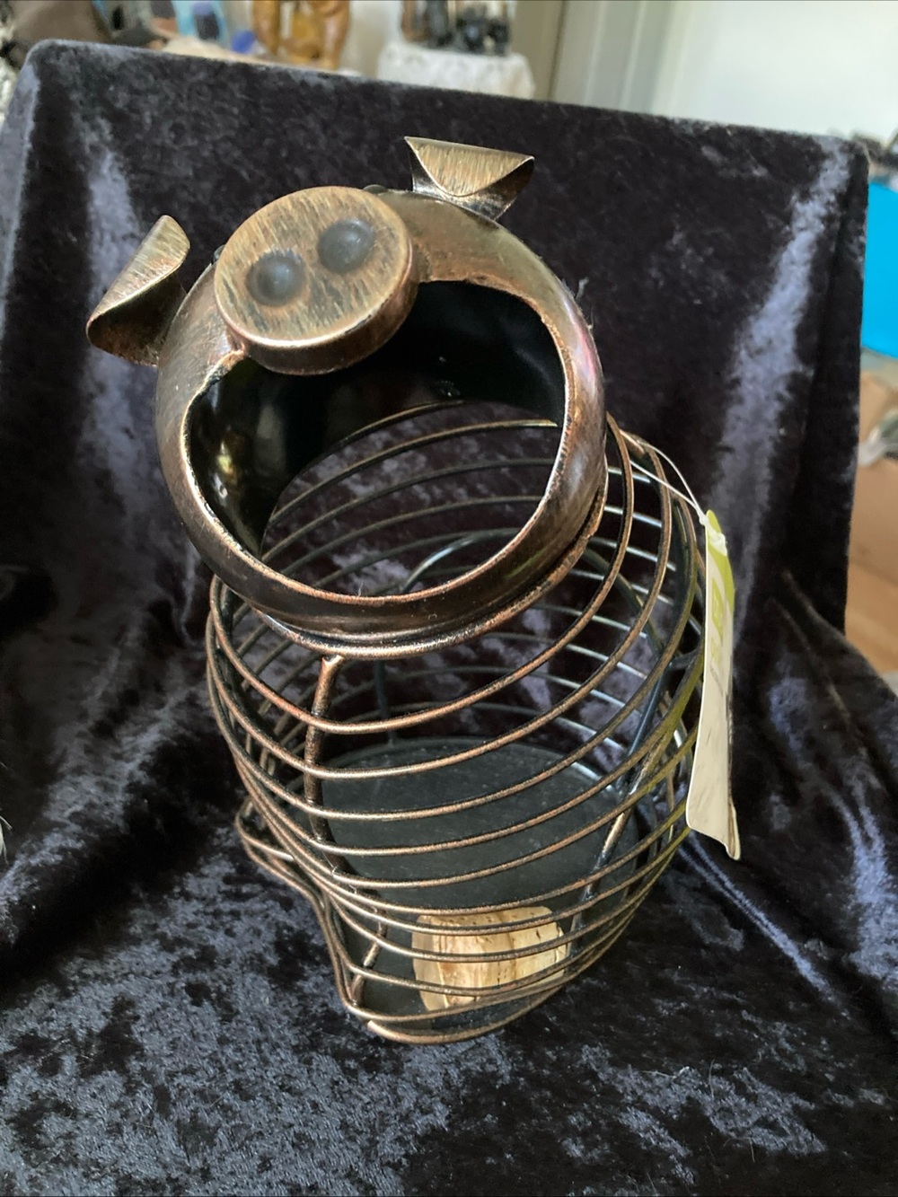 Decorative Metal Pig Wire Basket True Oink in Antique Copper